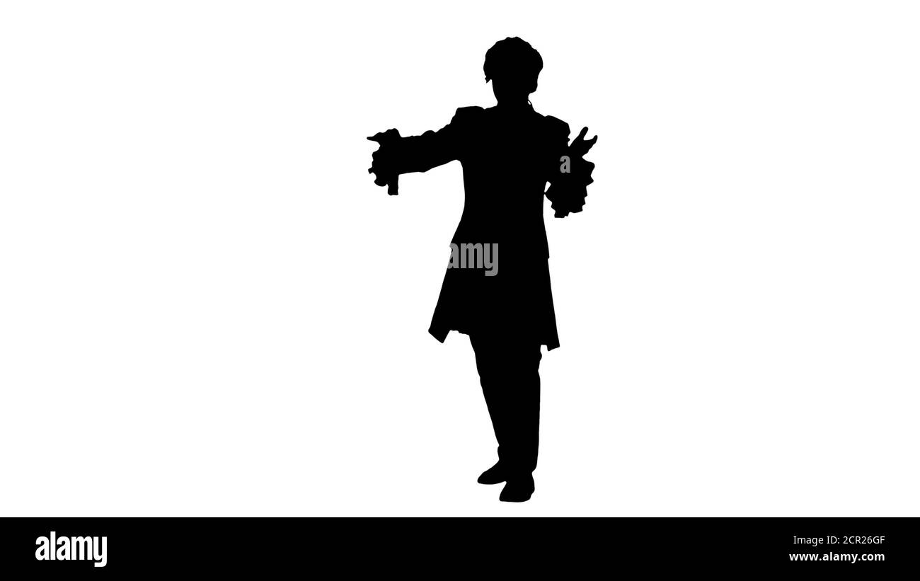 Silhouette 18th cent music director conducting with inspiration. Stock Photo