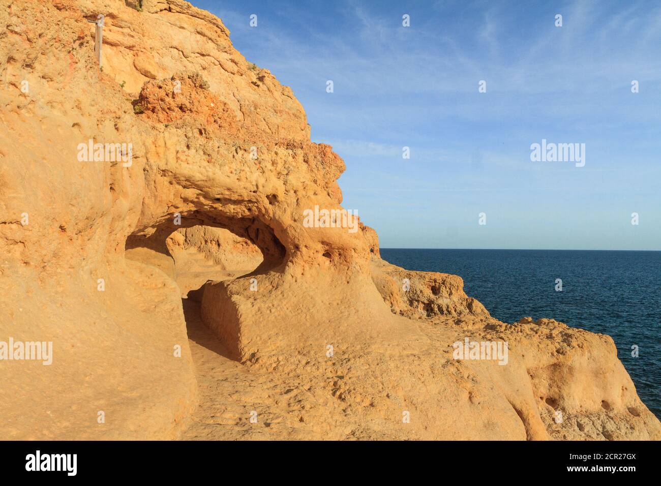 Rock formation at Algar Seco, Carvoeiro, Algarve, Portugal. Stock Photo