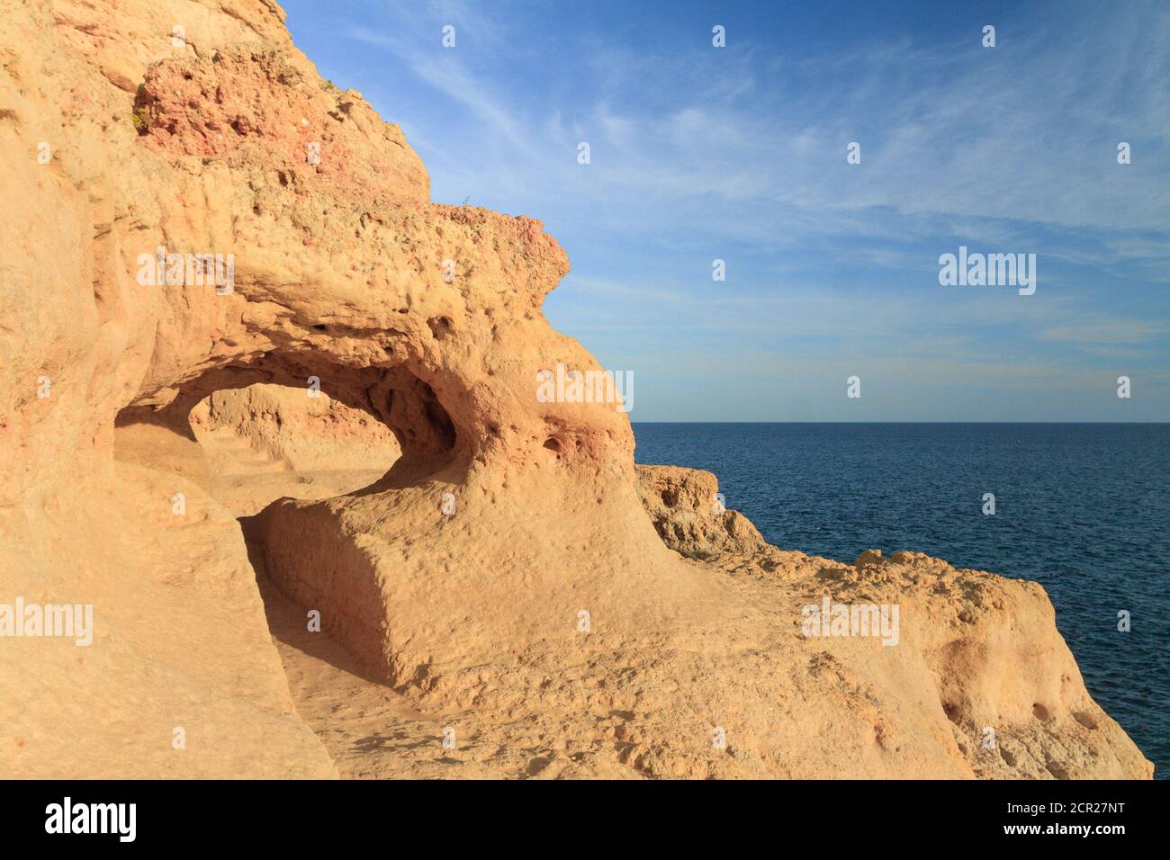 Rock formation at Algar Seco, Carvoeiro, Algarve, Portugal. Stock Photo