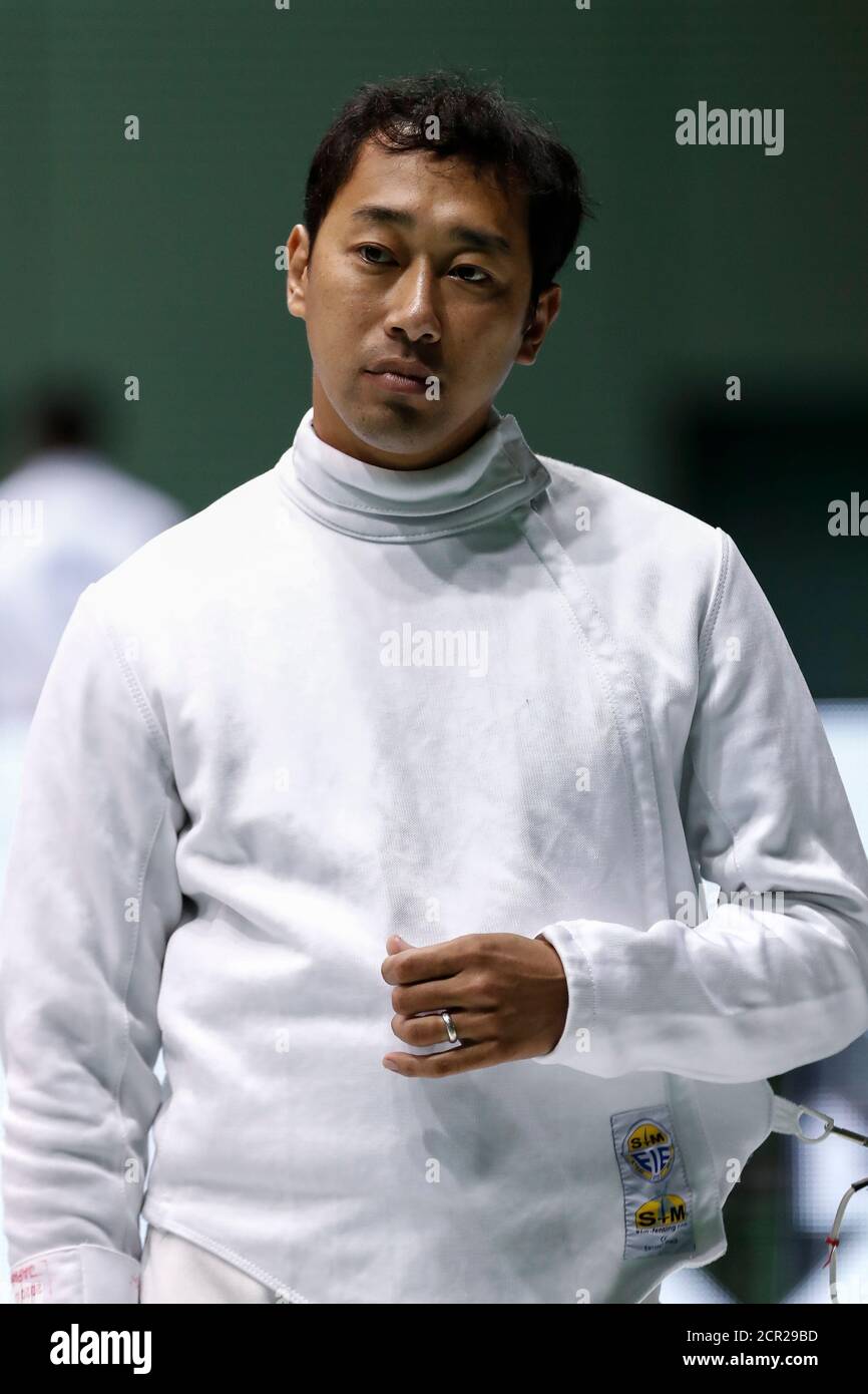 Tokyo, Japan. 19th Sep, 2020. Keisuke Sakamoto is seen during the 73rd All Japan Fencing Championships Men's Epee preliminaries at Komazawa Olympic Park Gymnasium. Credit: Rodrigo Reyes Marin/ZUMA Wire/Alamy Live News Stock Photo