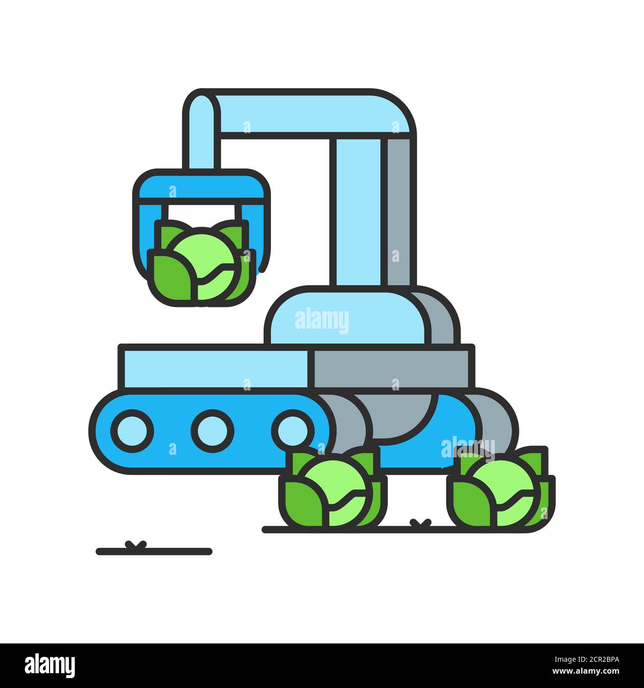 Smart robotic farmers analyze the growth and harvesting plants. color ...