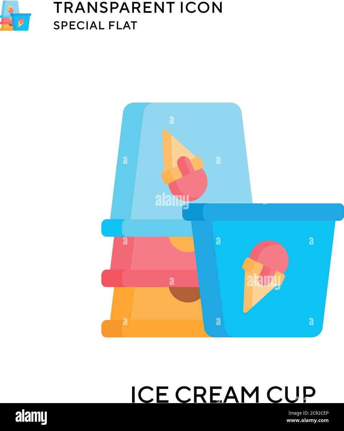 Ice cream cup vector icon. Flat style illustration. EPS 10 vector Stock ...