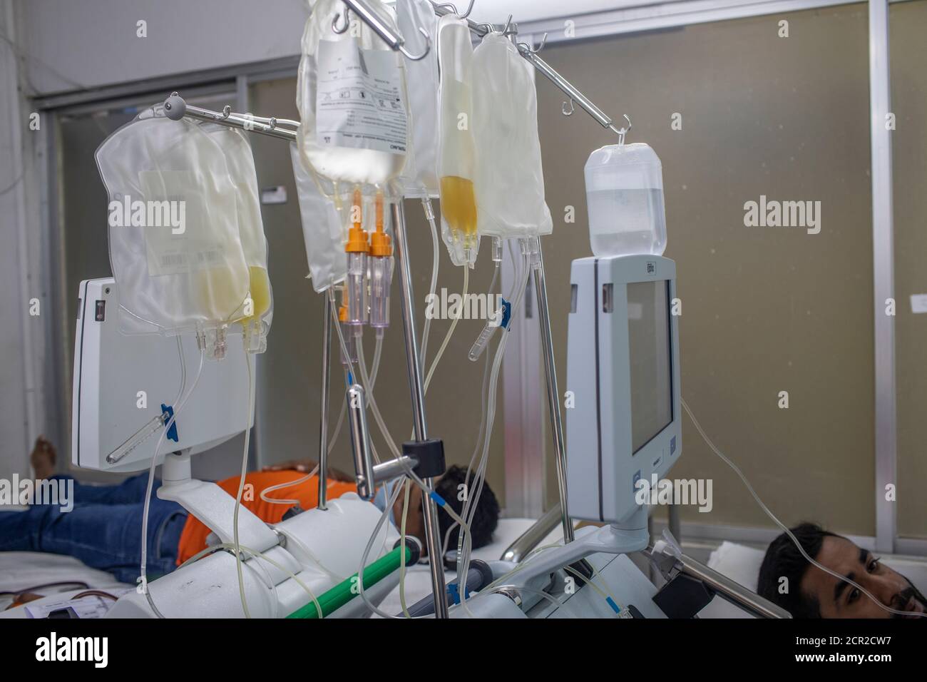 A machine being used in separating plasma from Blood from the Covid-19 ...