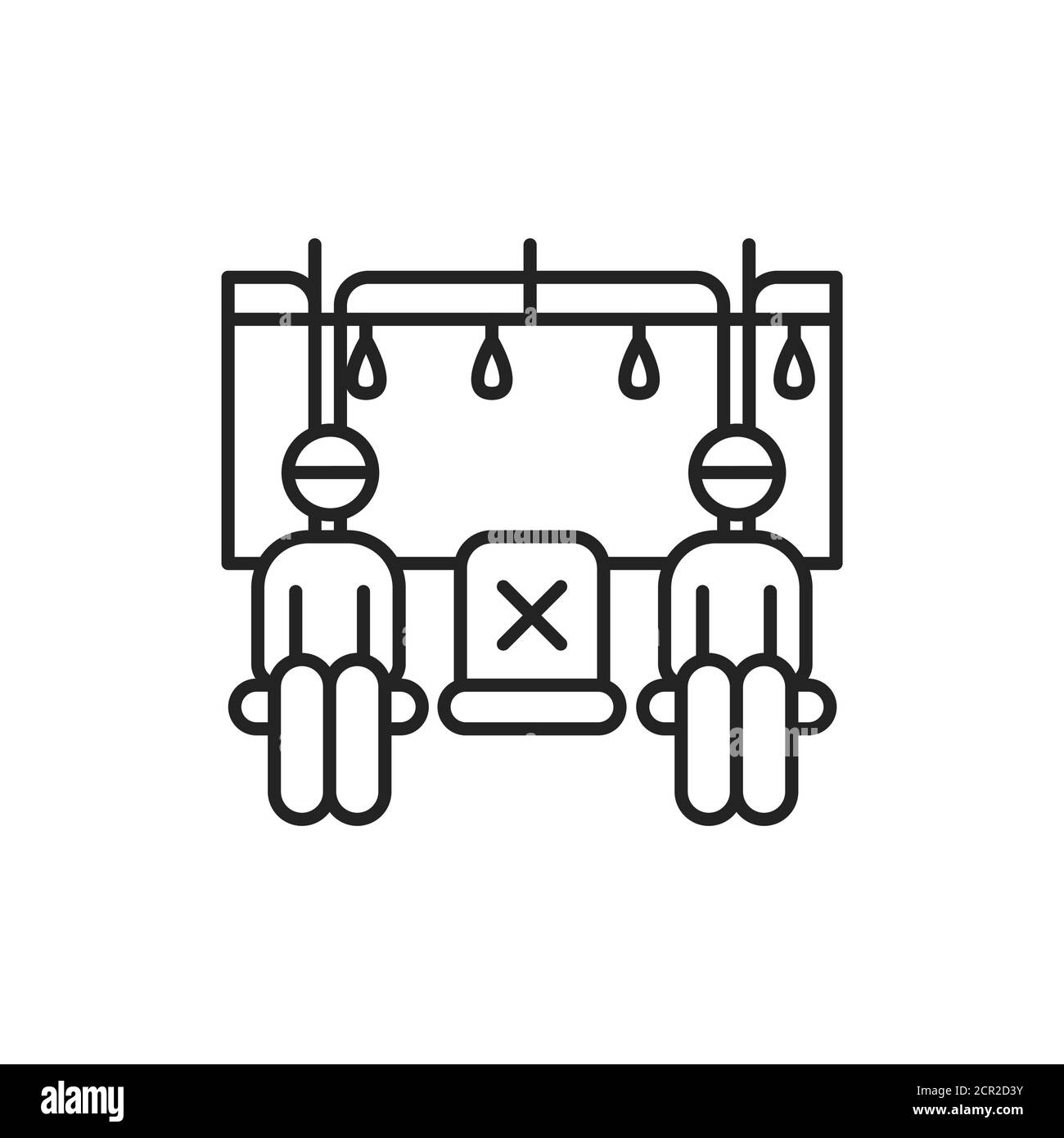 Passenger inside bus black line icon. Safe travel. Pictogram for web
