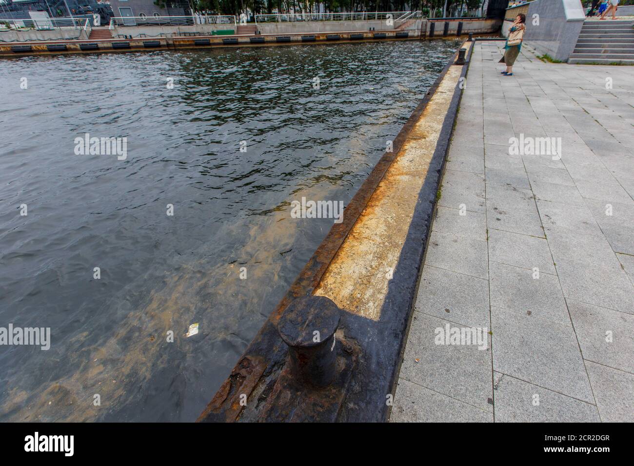 Ecological catastrophy. Spill of oil products into the sea. Stock Photo
