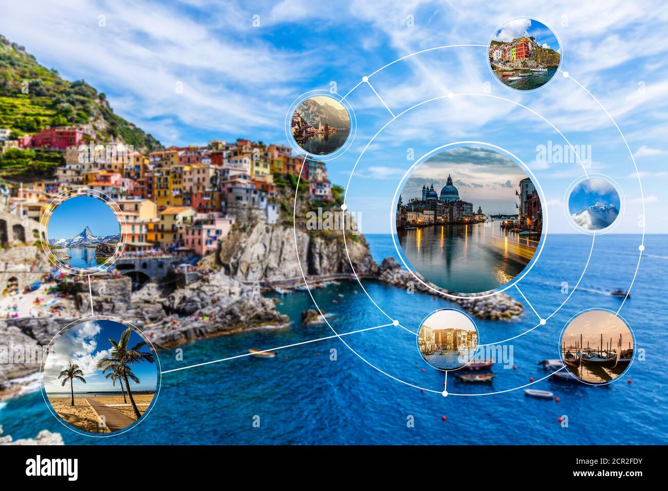 travel places collage, photos of the best travel destinations