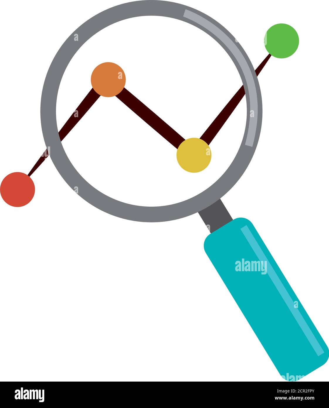 data analysis, magnifier dotted line chart marketing vector ...