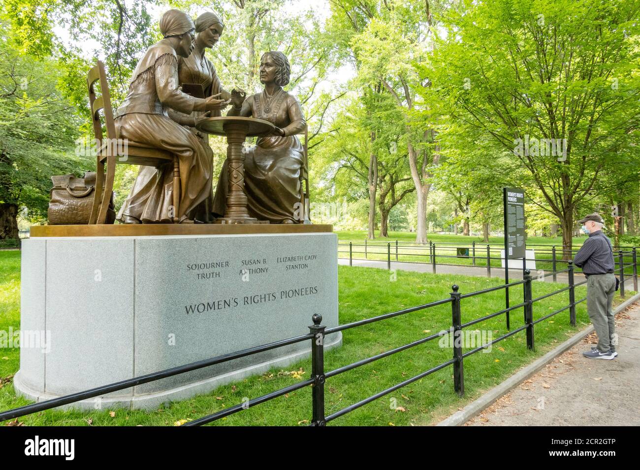 Women's Rights Pioneers monument located on Literary Walk in Central Park, New York City, USA Stock Photo