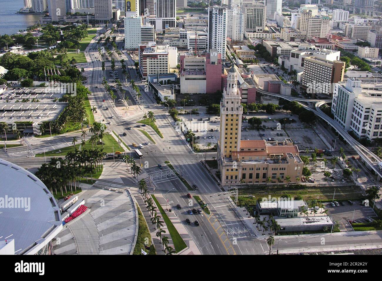 Miami, Florida, USA - September 2005:  Archival view of the historic Freedom Tower building and Miami Dade College on Biscayne Boulevard. Stock Photo