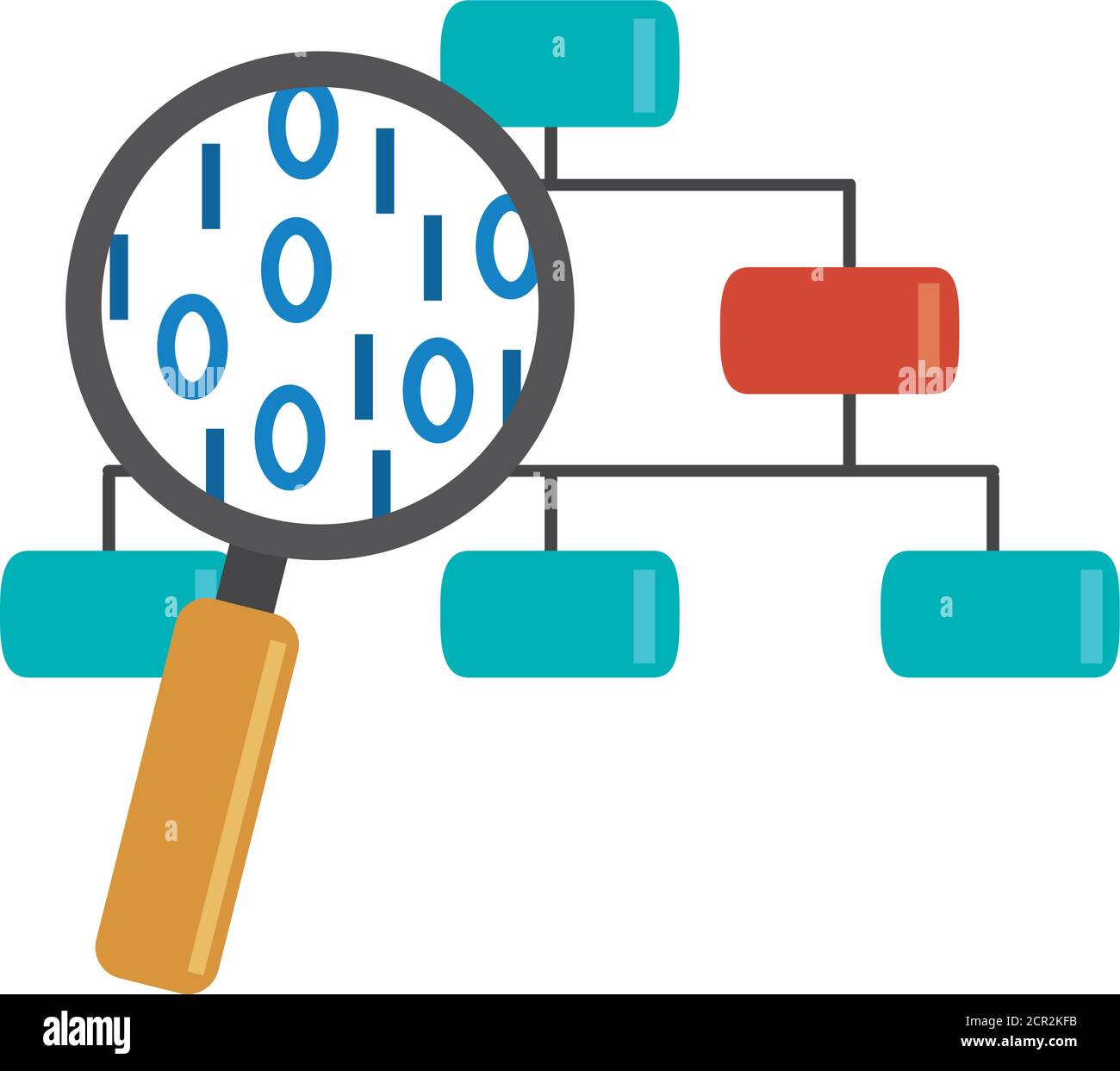 data analysis, organization chart magnifier development vector ...