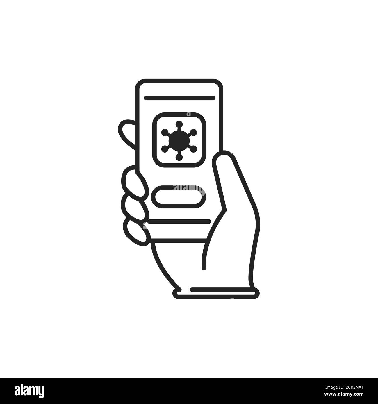 Covid disease app black line icon. Safe travel. Pictogram for web