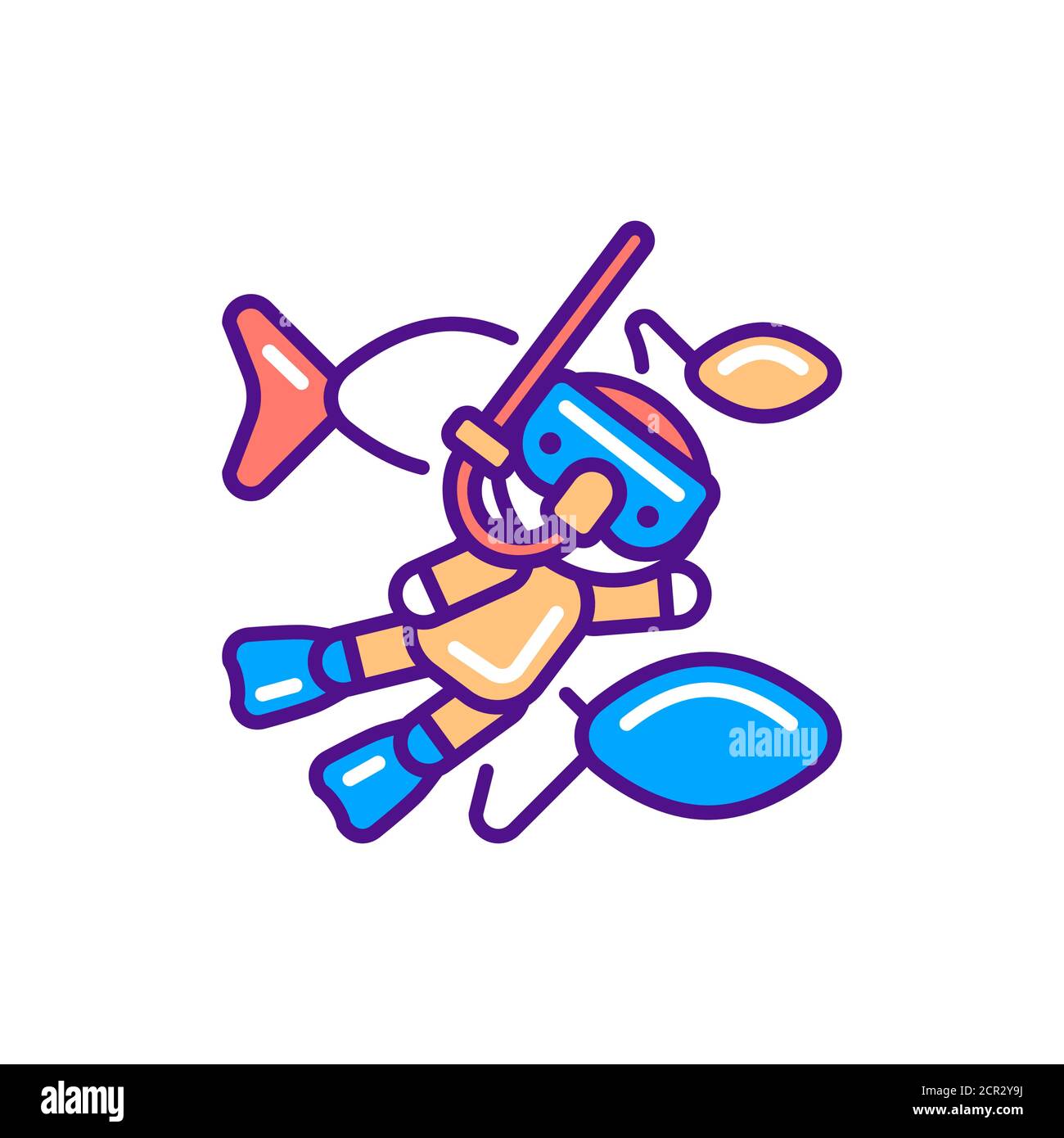 Diving line color icon. Outdoor activities kawaii pictogram. Sign for ...