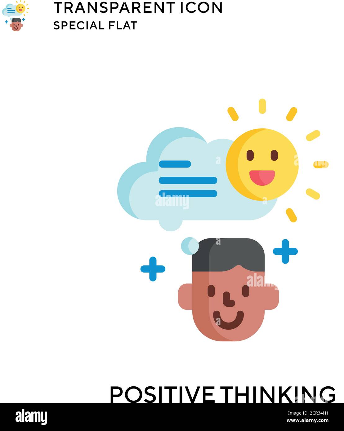 Positive thinking vector icon. Flat style illustration. EPS 10 vector ...