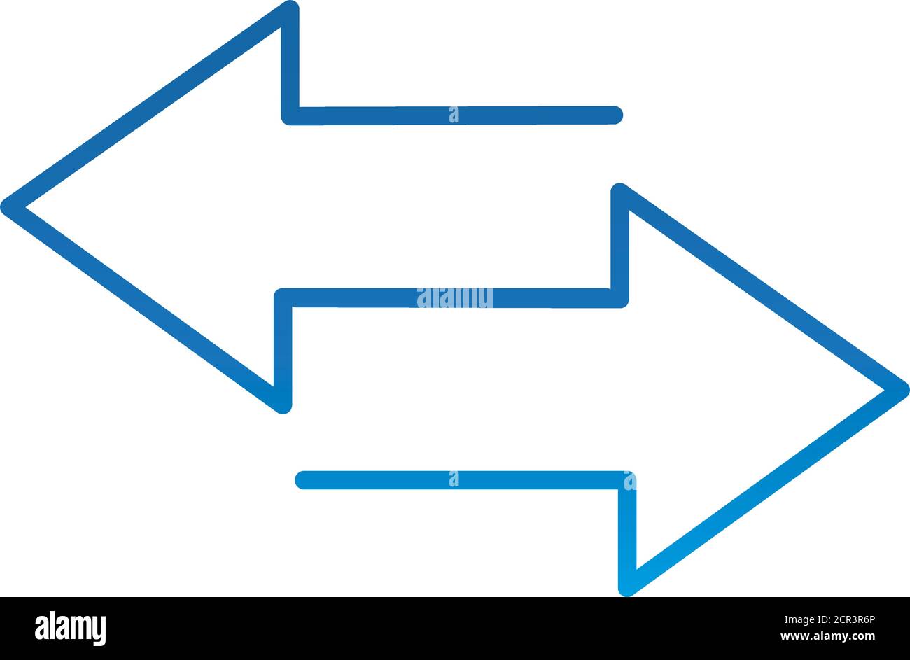 arrows different direction guide, gradient blue line icon vector illustration Stock Vector