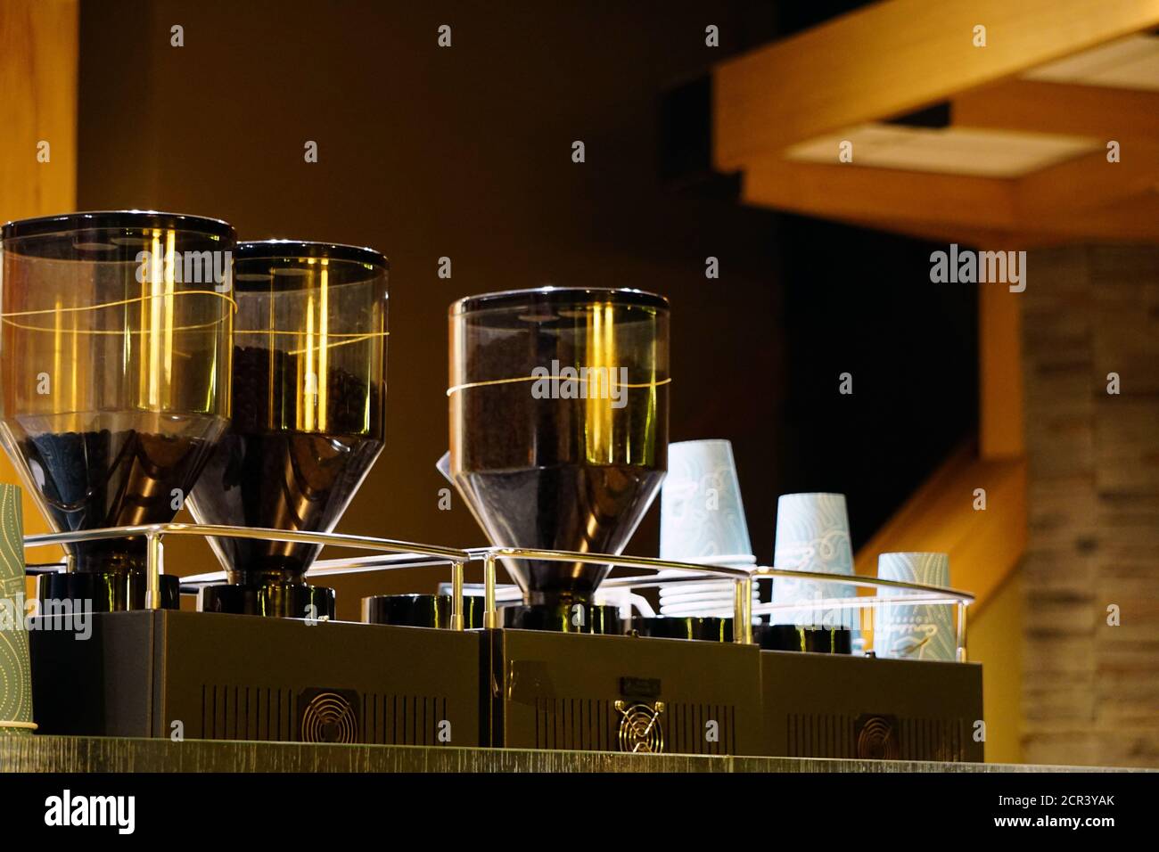 Industrial coffee grind and coffee filter machine close up view Stock Photo Alamy