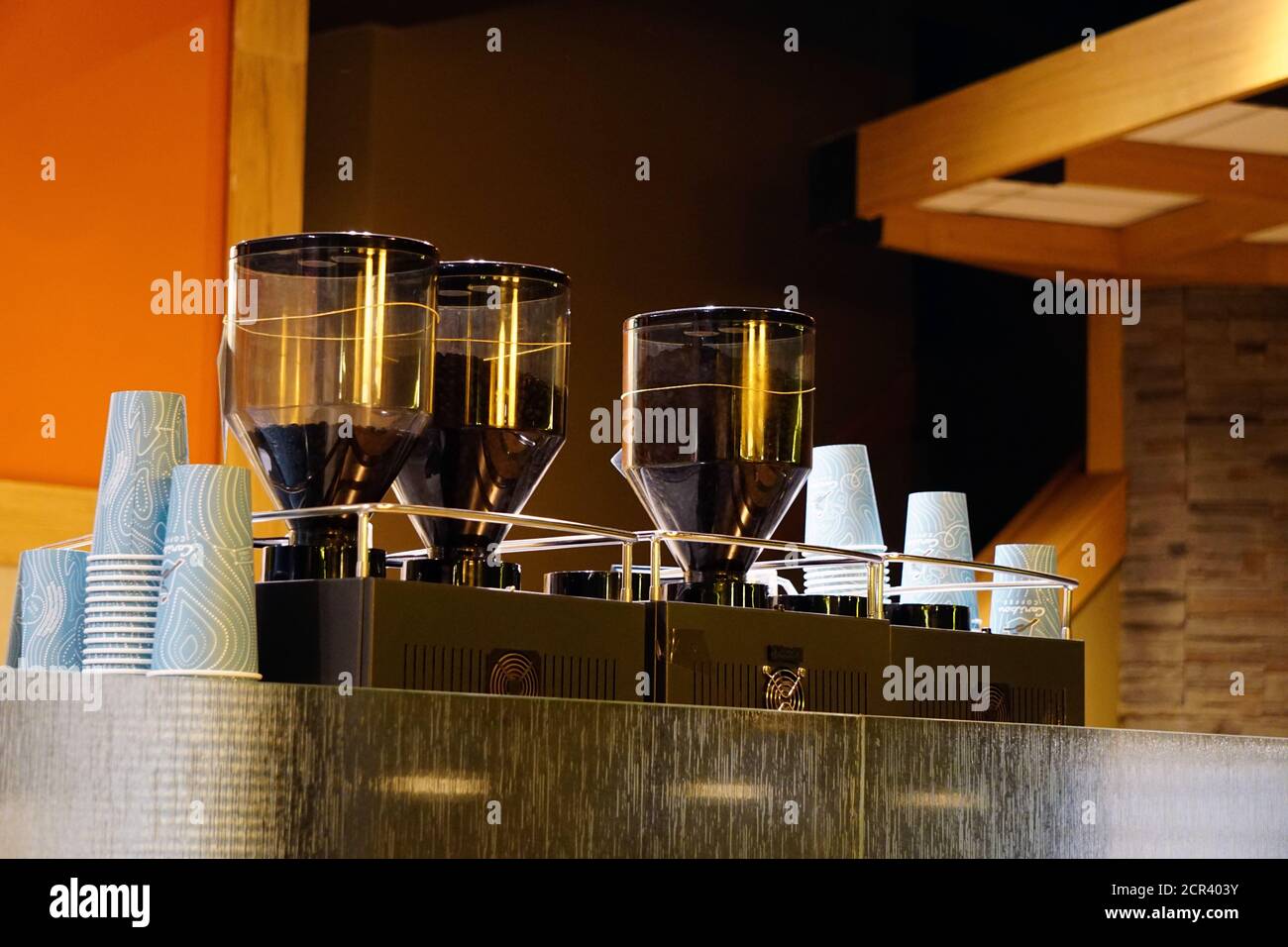 Industrial coffee grind and coffee filter machine close up view Stock Photo Alamy