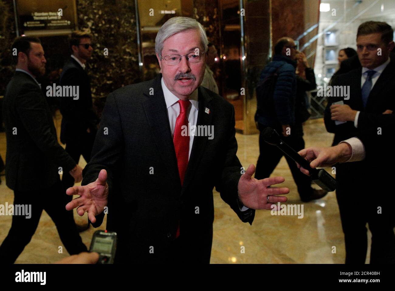 Governor of Iowa Terry Branstad speaks to the press meeting with U.S. President-elect Donald Trump at Trump Tower in Manhattan, New York City, U.S., December 6, 2016.  REUTERS/Brendan McDermid Stock Photo