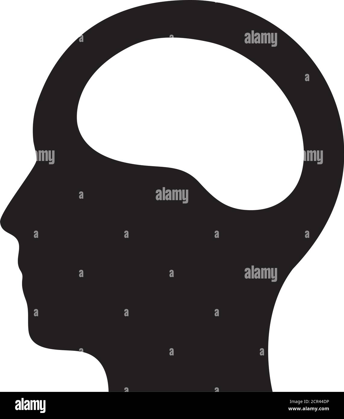 head with brain icon over white background, silhouette style, vector ...
