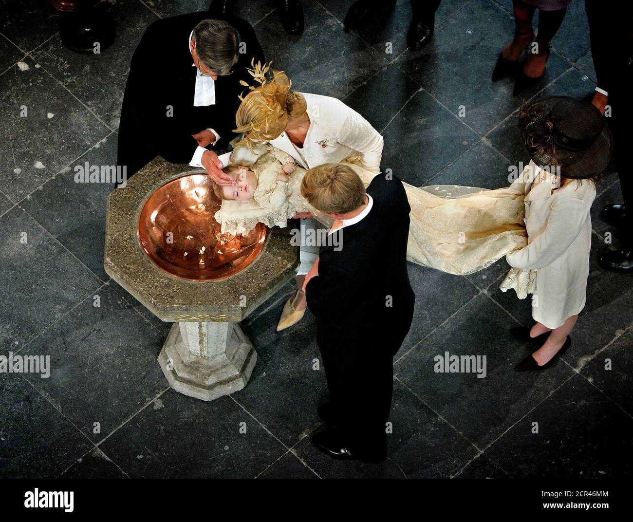 Reverend Carel Ter Linde L Christenens Princess Catharina Amalia The Baby Daughter Of Crown Prince Willem Alexander R And Princess Maxima M In The Grote Of St Jacobskerk In The Hague June 12 2004 The