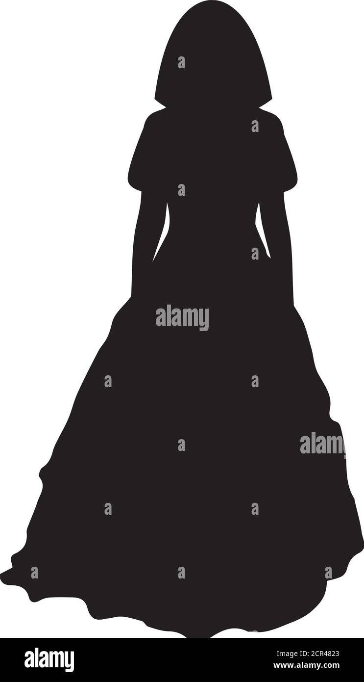 woman silhouette , girl silhouette  in dress Stock Vector
