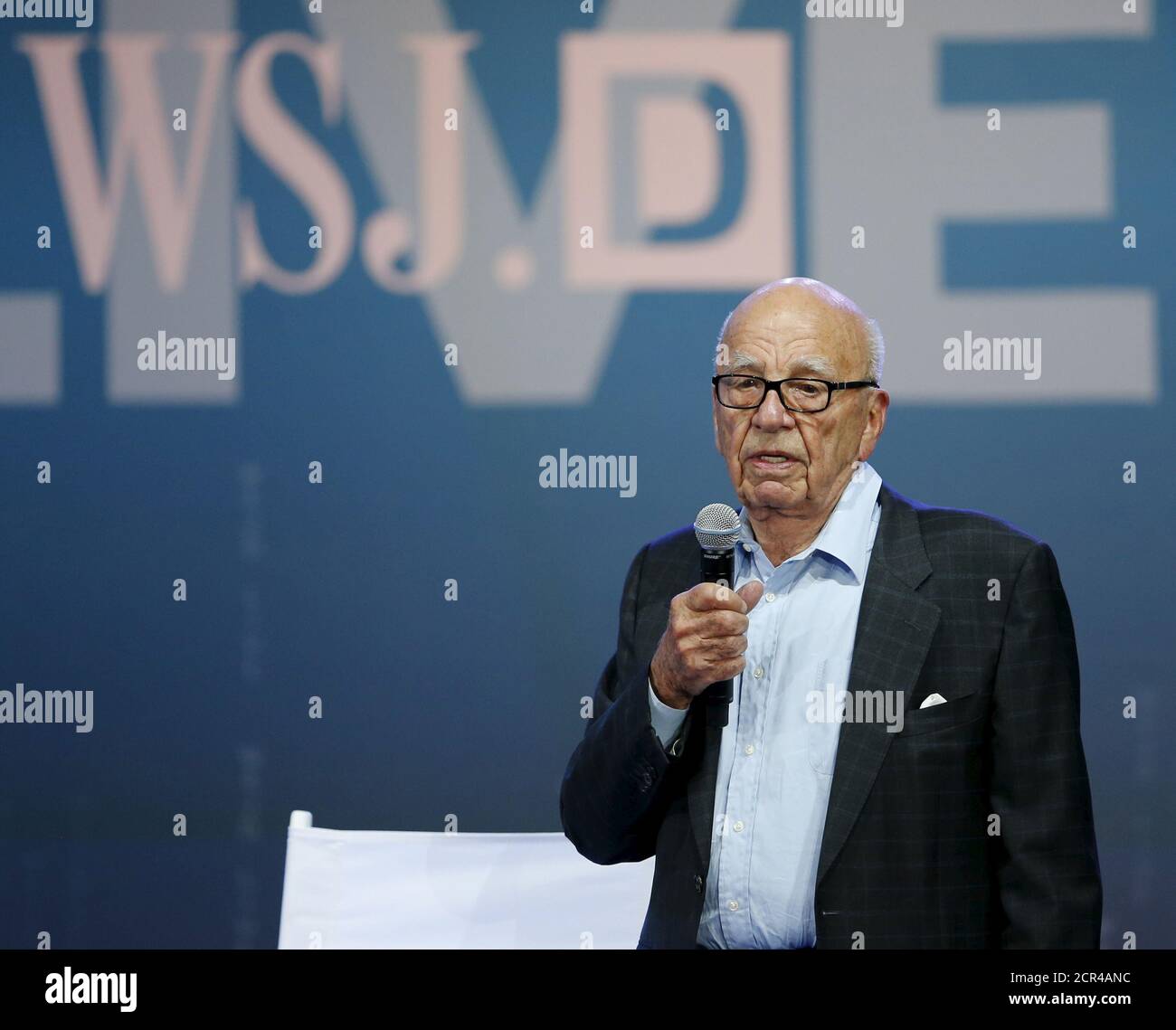 News Corp Executive Chairman Rupert Murdoch speaks at the start of the Wall Street Journal Digital Live (WSJDLive) conference at the Montage hotline Laguna Beach, California   October 19, 2015.      REUTERS/Mike Blake Stock Photo