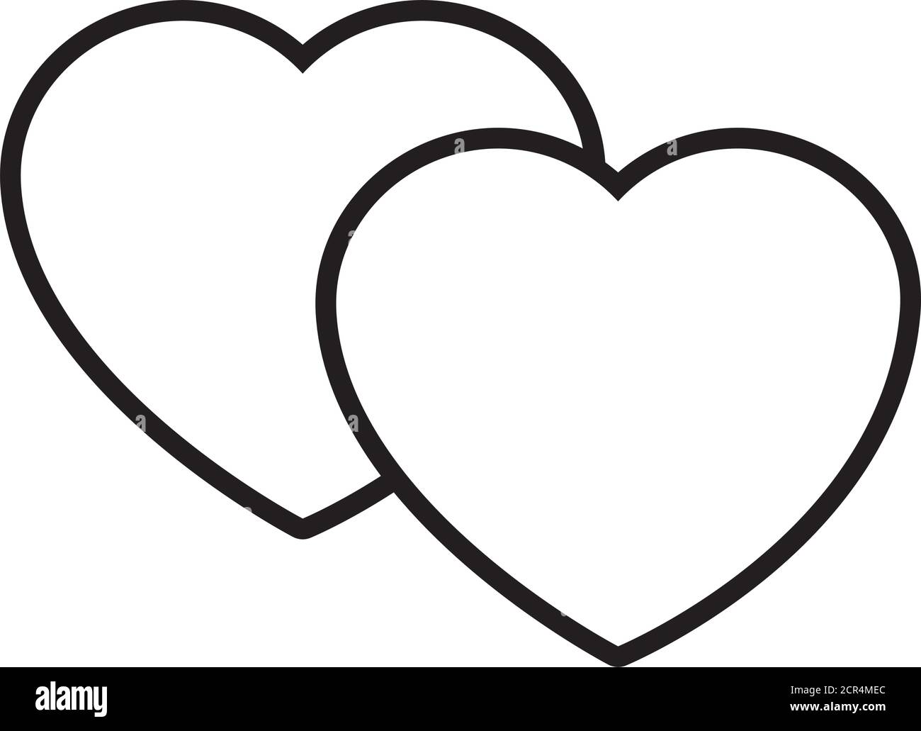 linked hearts icon over white background, line style, vector illustration Stock Vector