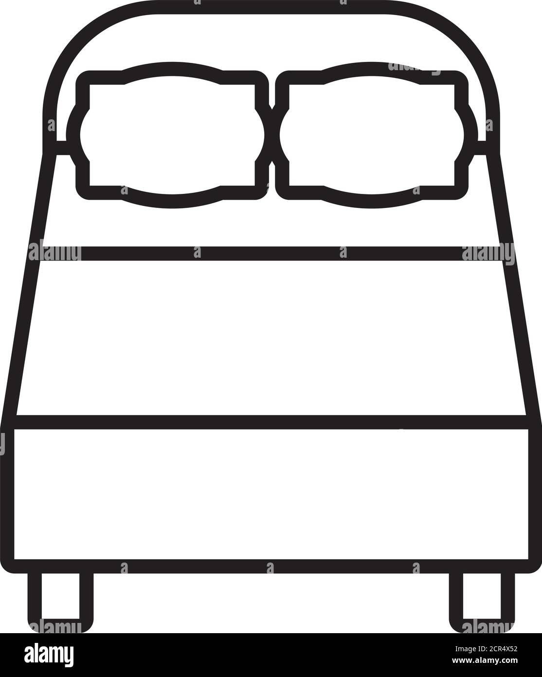 icon of double bed over white background, line style, vector