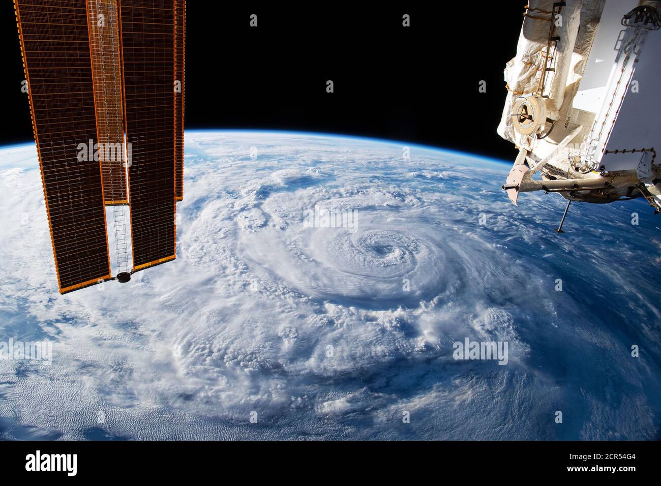 Hurricane Genevieve, off the Pacific coast of Mexico, Aug. 19, 2020, as seen from space Stock Photo