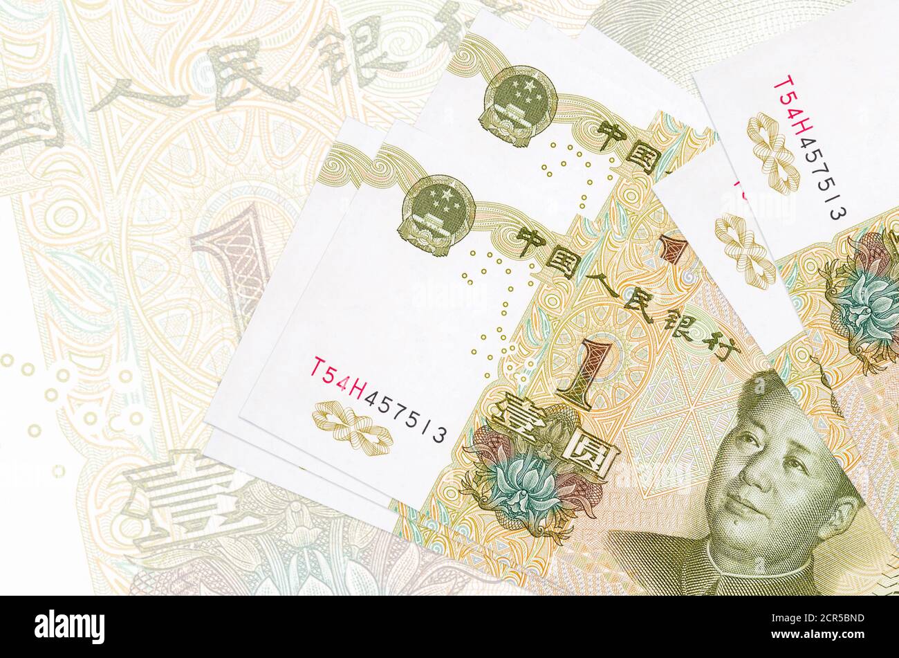 1 Chinese yuan bills lies in stack on background of big semi ...