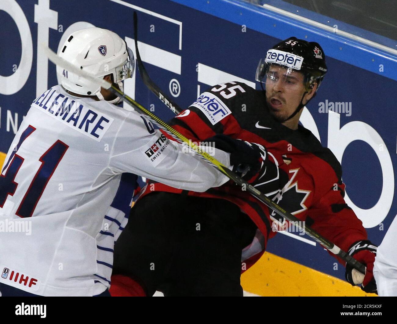 Ice Hockey 2017 Iihf World Championship Group B Canada V France Paris France 11 5 17 Mark Scheifele Of Canada In Action Against Pierre Edouard Bellemare Of France Reuters Grigory Dukor Stock Photo Alamy