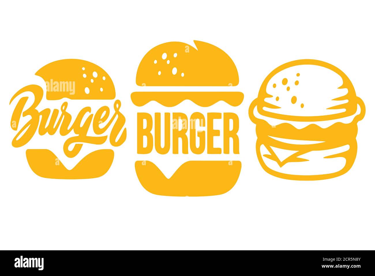 Assorted burger illustrations on transparent background Stock Vector