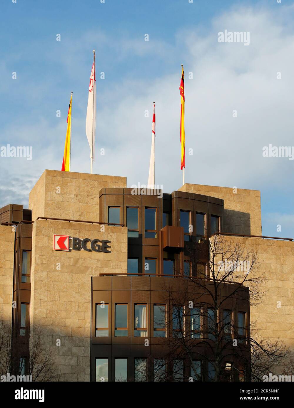 A logo of Banque Cantonale de Geneve (BCGE) is pictured near the