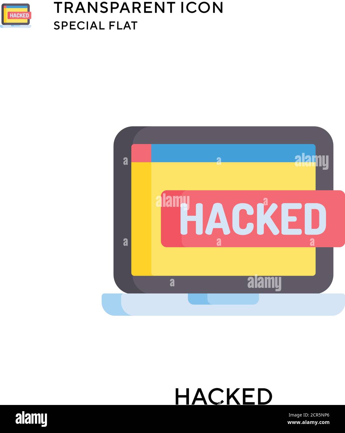 Hacked vector icon. Flat style illustration. EPS 10 vector. Stock Vector