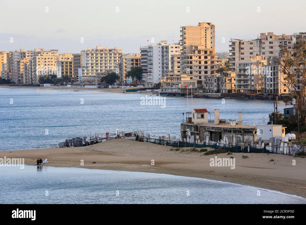 Famagusta, Turkish Republic of Northern Cyprus, Cyprus - View of the 'ghost town' of Varosha, the district and hotel district of Varosha (Turkish: Stock Photo
