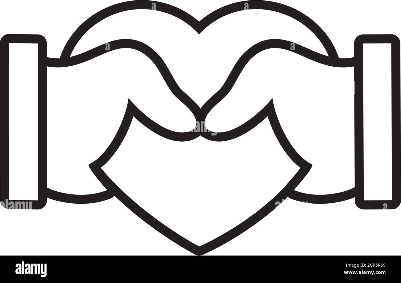 hands holding a heart icon over white background, line style, vector ...