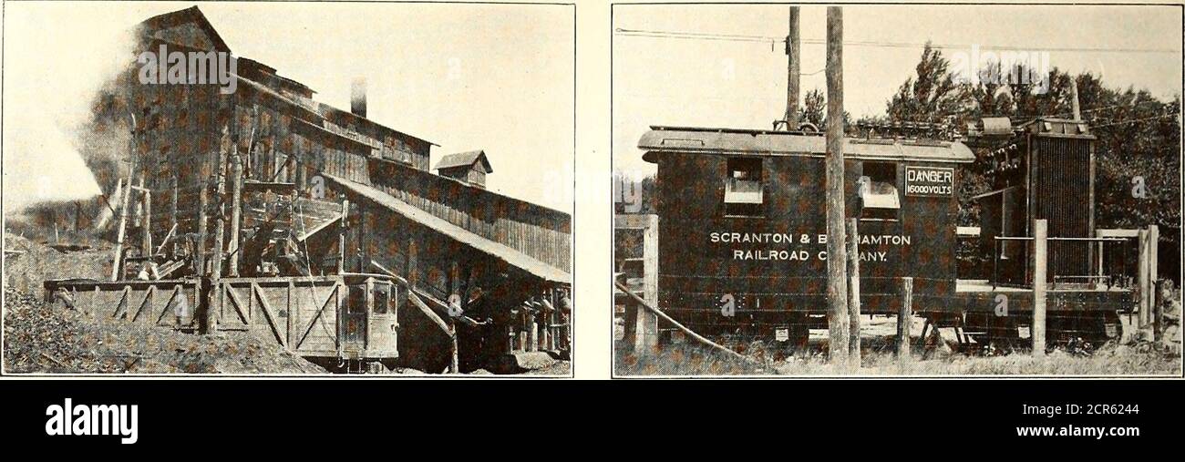 . Electric railway journal . SCRANTON & BINGHAMTON TRAFFIC CREAMERY AT LAKE WINOLA 940 ELECTRIC RAILWAY JOURNAL [Vol. XLVII, No. 21. SCRANTON & BINGHAM TON TRAFFIC—COAL CAR BEING LOADED SCRANTON & BINGHAMTON TRAFFIC—PORTABLE SUBSTATION needs to be exhausted in retail sales, as witnessed bythe fact that the value of the companys culm holdingshas approximately doubled since acquisition. On theother hand, although the company has never contem-plated entering the coal business either on a wholesaleor retail basis, it has constructed coal pockets, at thetowns of Factoryville, Nicholson and Brooklyn Stock Photo