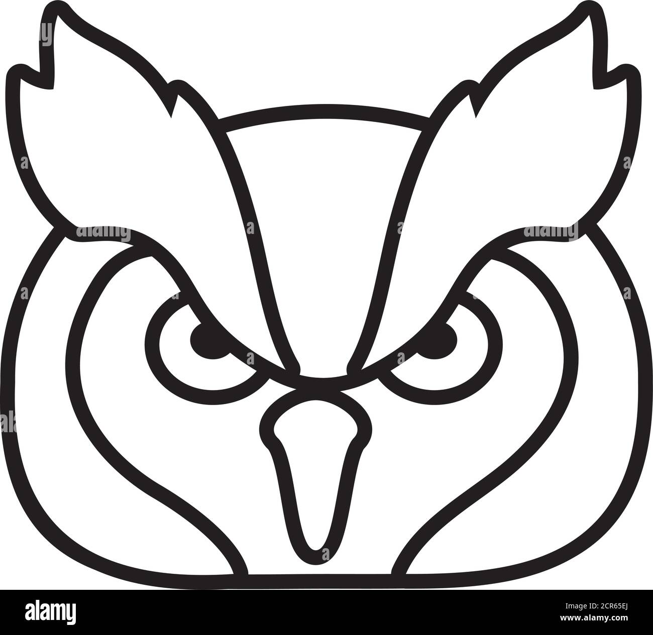 owl face icon over white background, line style, vector illustration ...
