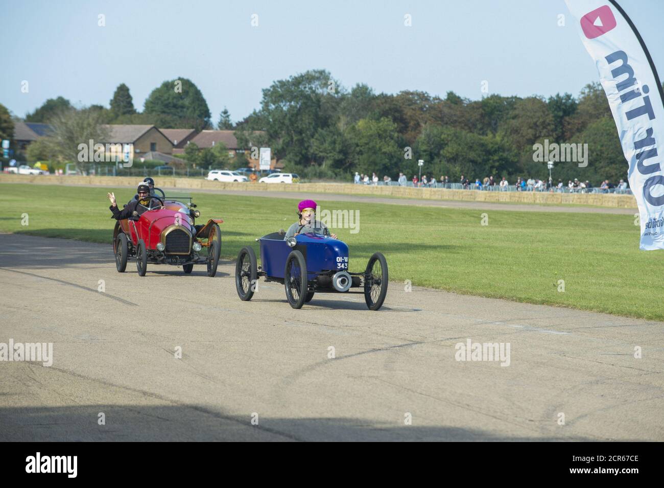 Bicester, UK. 19th Sep, 2020. Classic car drive gets under way for day two of the new social distanced format, event has complied to with new guidelines for events, public are enjoying event and keeping to new rules. The event has displays of classic cars and modern cars as well displays and races on track. Terry Scott/SPP Credit: SPP Sport Press Photo. /Alamy Live News Stock Photo