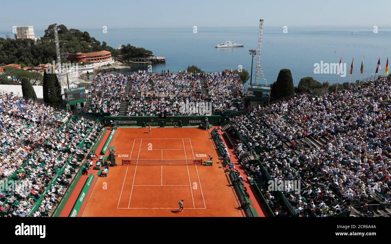 Tennis - ATP - Monte Carlo Masters - Monte-Carlo Country Club, Monte Carlo,  Monaco - April 21, 2018 General view of the court and stands during the  match REUTERS/Eric Gaillard Stock Photo - Alamy