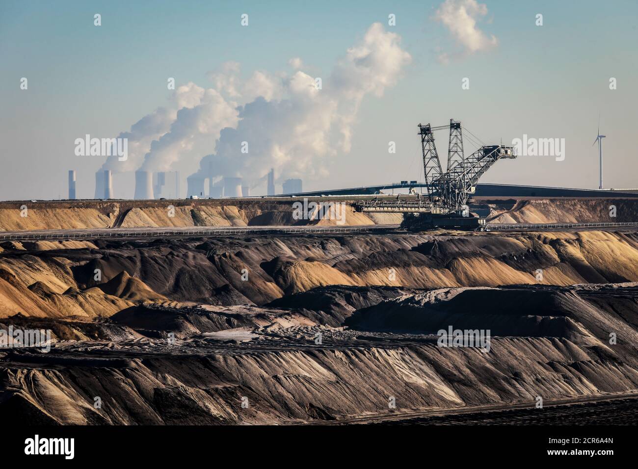 RWE opencast lignite mine Garzweiler, Juechen, North Rhine-Westphalia, Germany Stock Photo