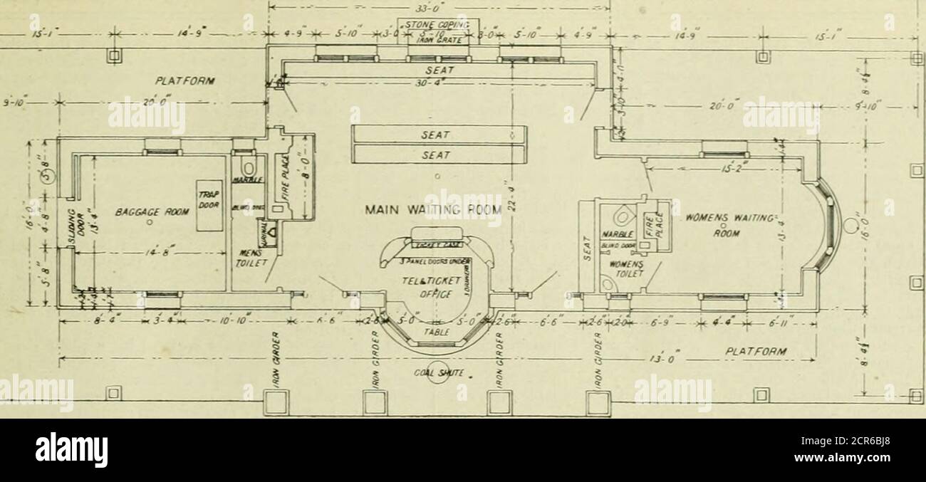. American engineer and railroad journal . Station at Little Silver, N. J.SUBURBAN STATIONS ON THE LINE OF THE CENTRAL R. R. OF NEW JERSEY. PHOTOGRAPHED BY PACH BROTHERS, NEW YORK. u $-/o—Jk- m a EL. 1/ GROUND. FLOOR PLAN OF STATION AT WESTFIELD, N. J. -J I vau I J—ijfc-—t ..j n n /; Stock Photo