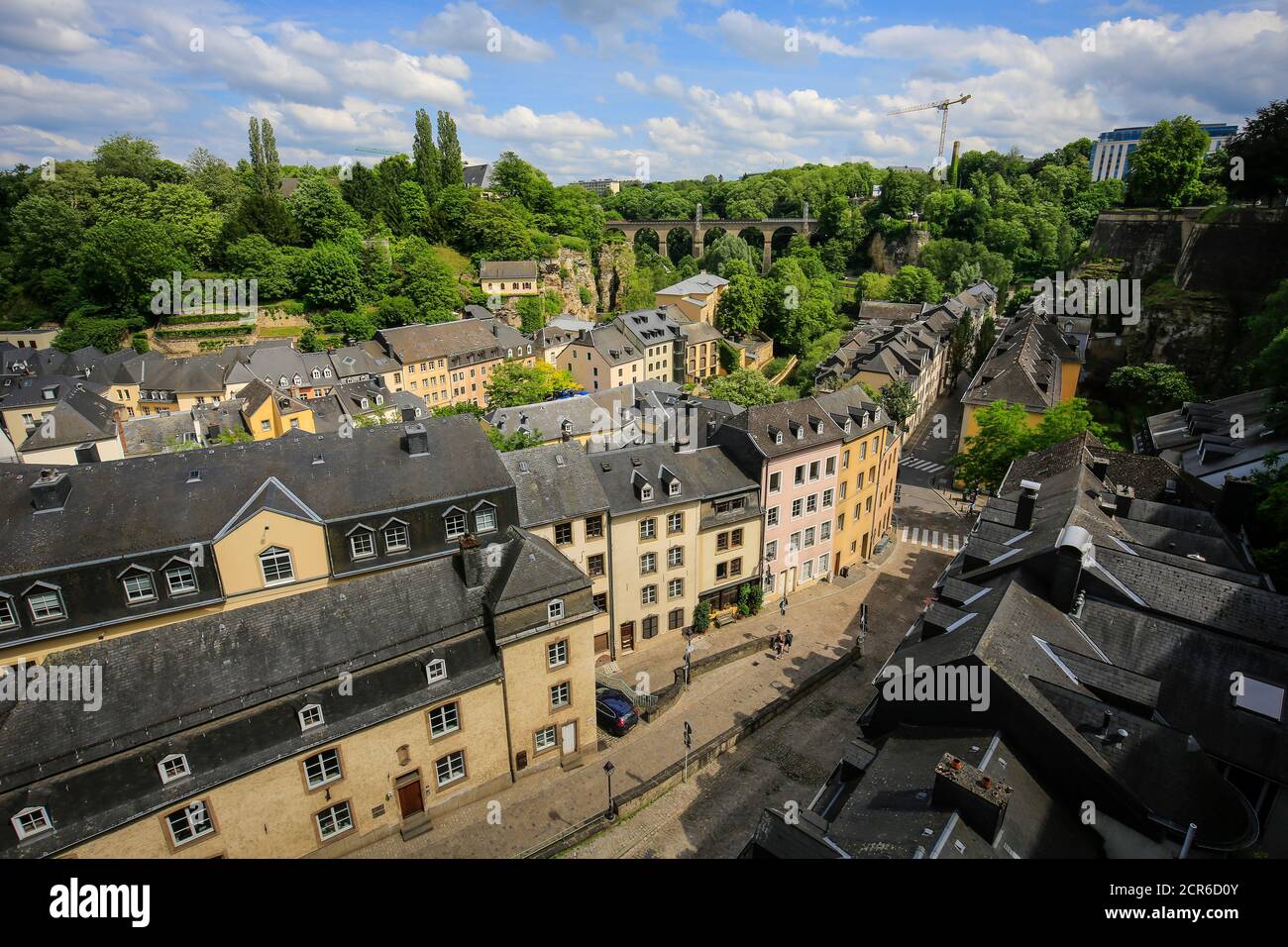 Lower town of Grund, Luxembourg City, Grand Duchy of Luxembourg, Europe Stock Photo