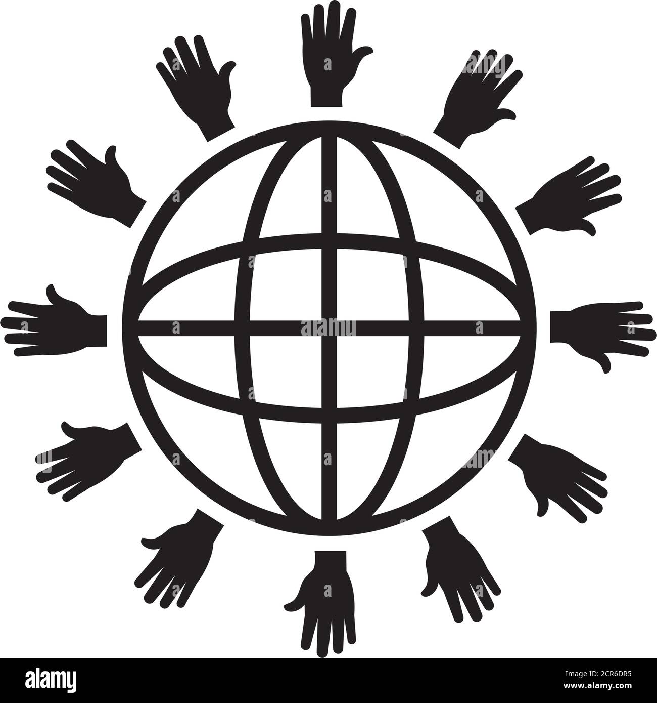 human rights concept, global sphere with hands around over white ...