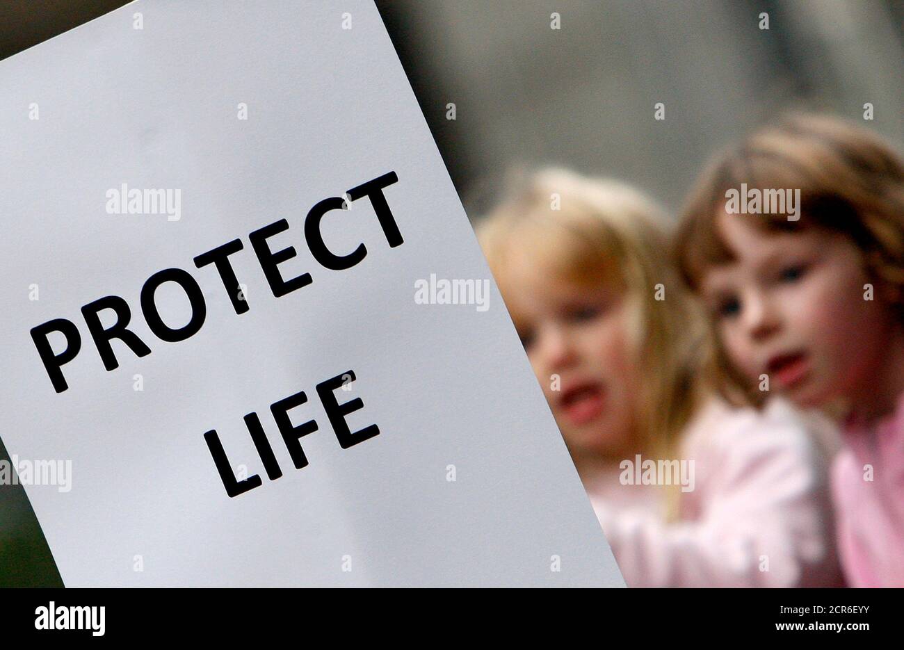 Children march during an anti-abortion demonstration in central London October 27, 2007. The 1967 Abortion Act, which marks its 40th anniversary on Saturday, allows terminations to be carried out up to 24 weeks after conception. However anti-abortion campaigners argue that medical advances mean that babies have a better chance of survival at 24 weeks than in the past, and say the upper limit should now be reduced.       REUTERS/Toby Melville (BRITAIN) Stock Photo