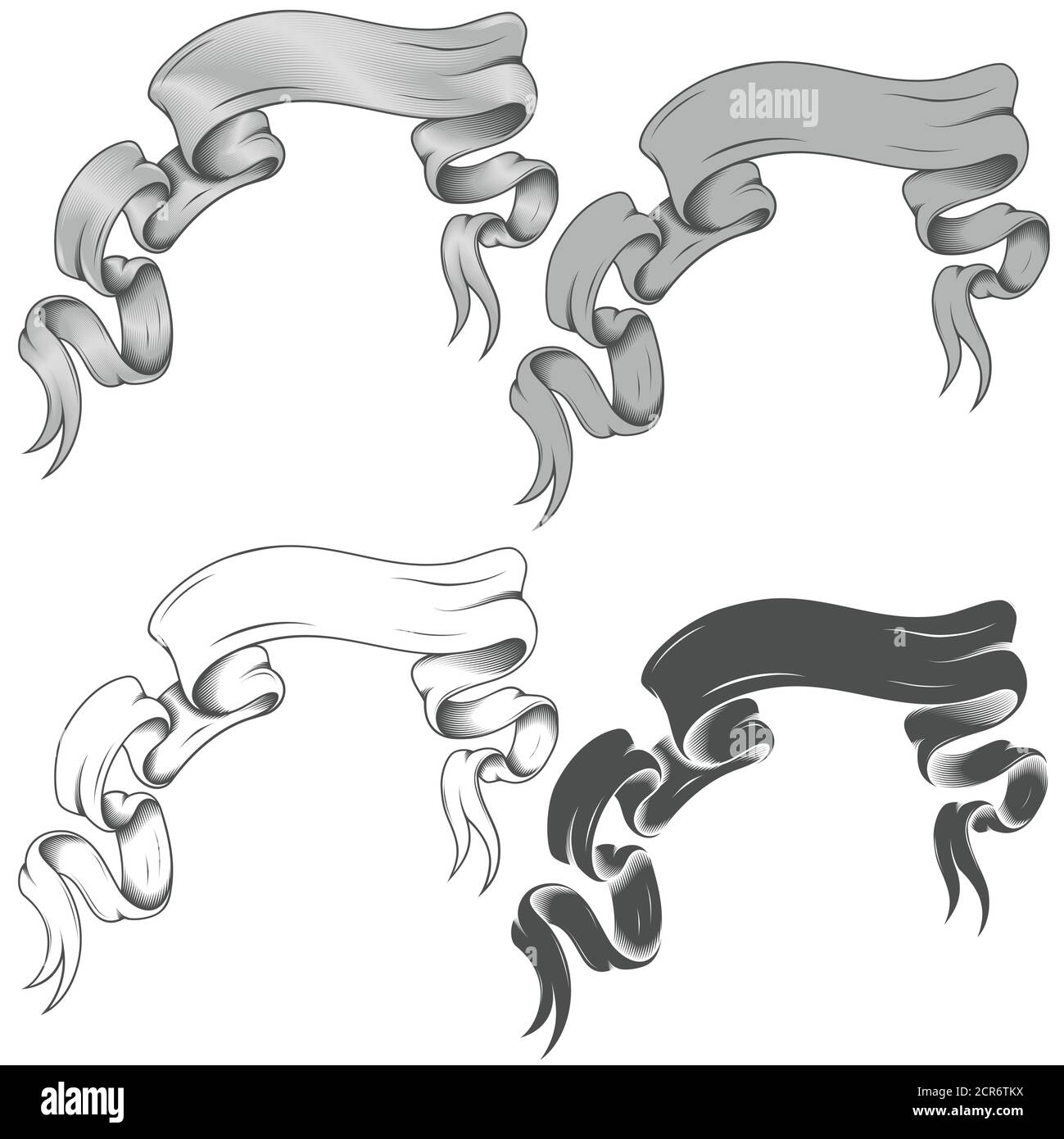 Grayscale ribbon illustration on soft background Stock Vector