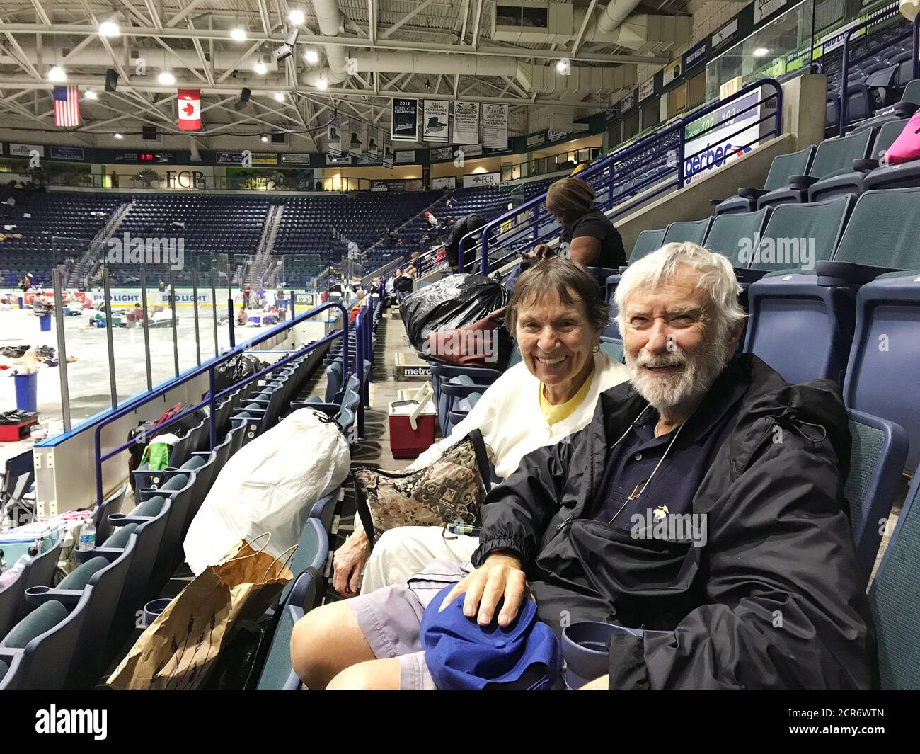 Judith And Howard Mayer R Wait To Hear If It S Safe To Travel Back To Their Home On Sanibel Island From The Shelter In Germain Arena In Estero Florida U S September 11