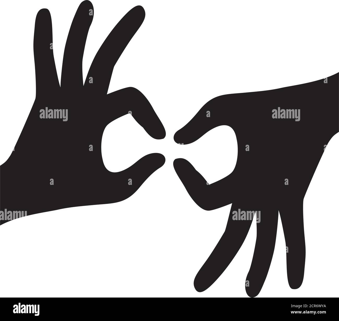 hands sign language icon over white background, silhouette style