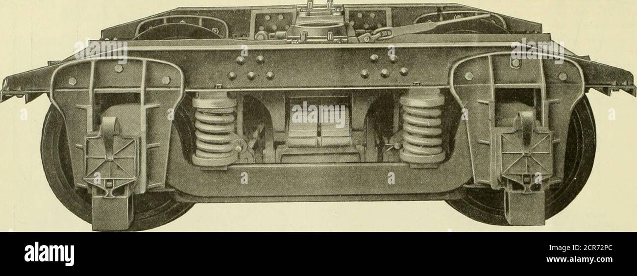 American engineer and railroad journal . the transom lips over the top of  the side frame, thus takingtbe strain off the bolts, which secure it to the  side frame, andreducing the