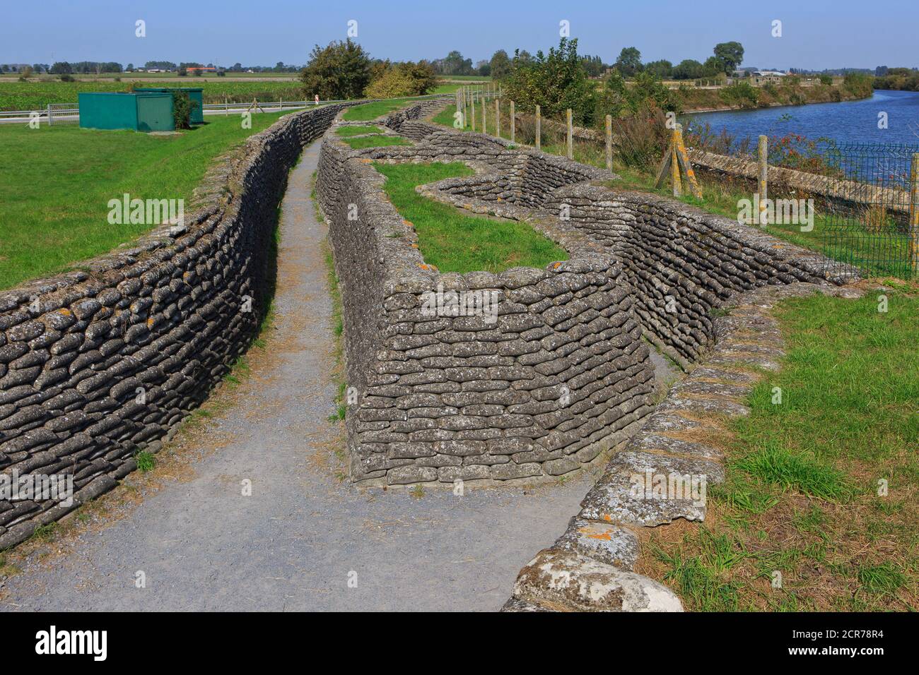 Trenches at the Dodengang (Trench of Death) in Diksmuide, Belgium, where the Battle of the Yser took place in October 1914 Stock Photo