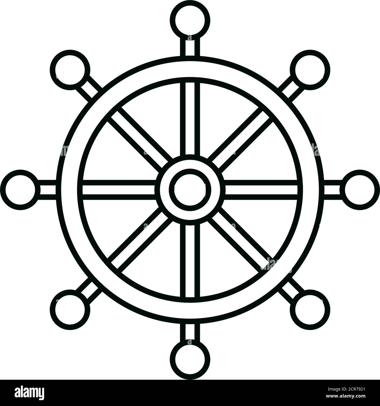 ship helm steering wheel linear icon style vector illustration Stock ...